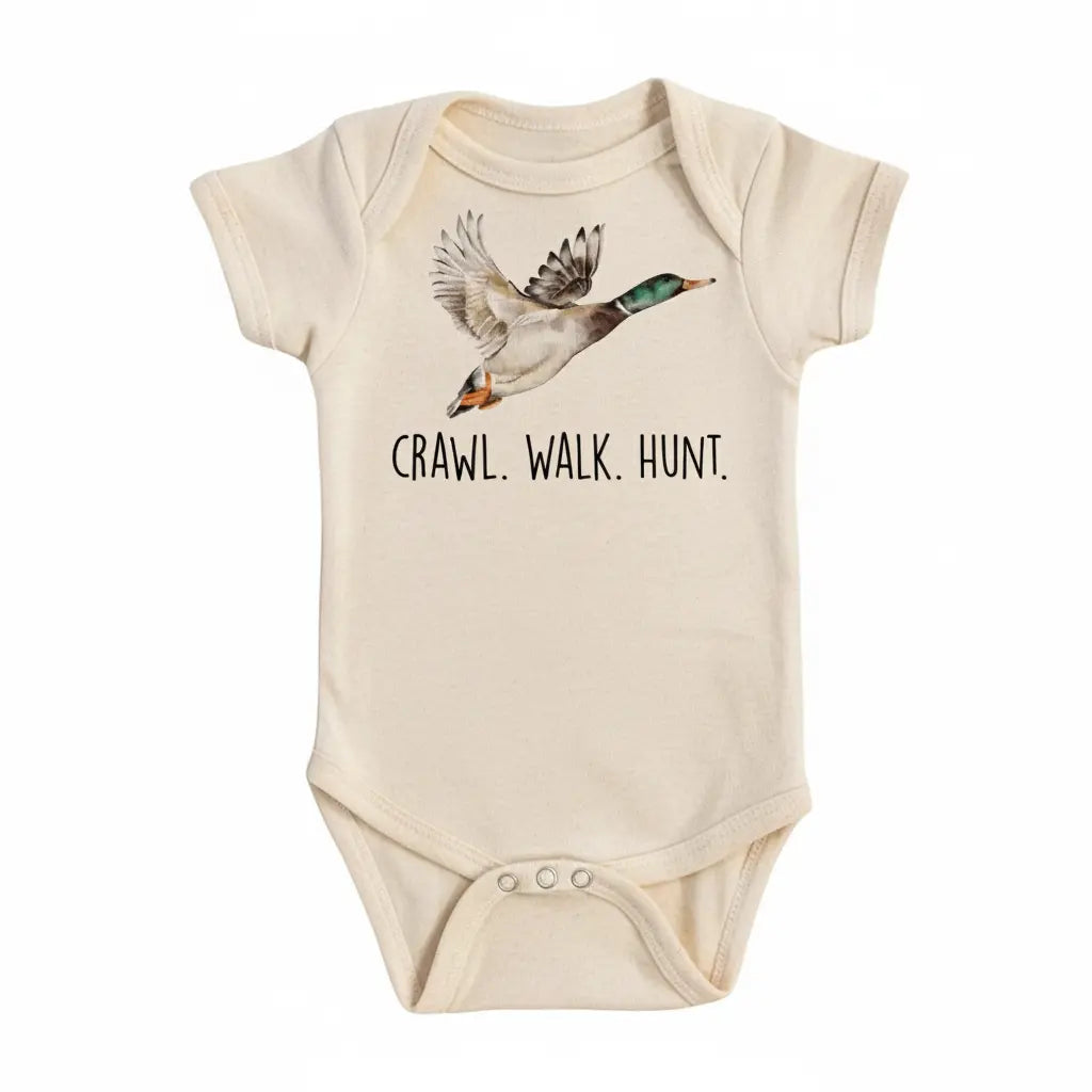 Duck Hunting Crawl - Baby Boy Girl Clothes Infant Onesie® Funny Cute Newborn GS1  Funny Cute Onesie® | North Fork Forager LLC