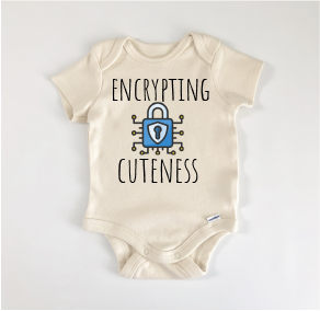 a baby bodysuit that says,'encrypting cuteness '
