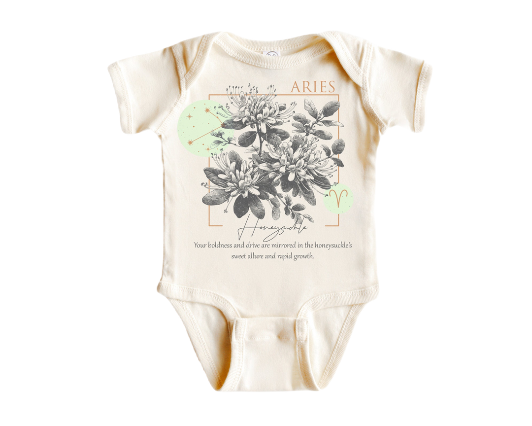 Aries Floral Celestial - Baby Boy Girl Clothes Infant Bodysuit Funny Cute Newborn  Funny Cute Onesie® | North Fork Forager LLC