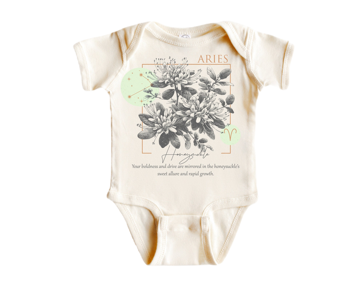 Aries Floral Celestial - Baby Boy Girl Clothes Infant Bodysuit Funny Cute Newborn  Funny Cute Onesie® | North Fork Forager LLC