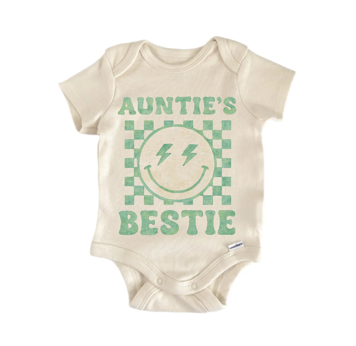 Auntie Bestie Hippi Retro Newborn Baby Bodysuit