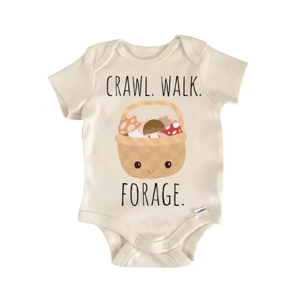 Mushroom Forage Foraging - Baby Boy Girl Clothes Infant Bodysuit Funny Cute Newborn  Funny Cute Onesie® | North Fork Forager LLC