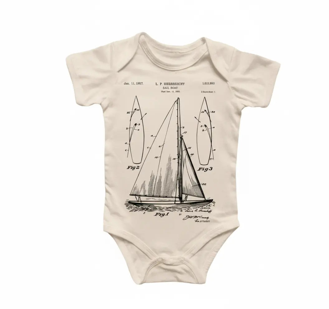 Sailboat Nautical Boat - Baby Boy Girl Clothes Infant Bodysuit Funny Cute Newborn 5  Funny Cute Onesie® | North Fork Forager LLC