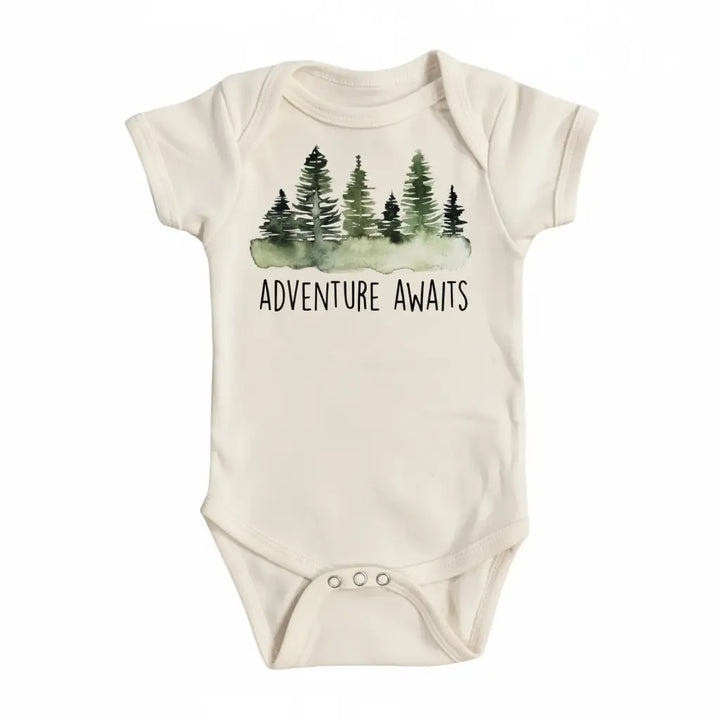 Adventure Awaits Hiking - Baby Boy Girl Clothes Infant Bodysuit Funny Cute Newborn  Funny Cute Onesie® | North Fork Forager LLC