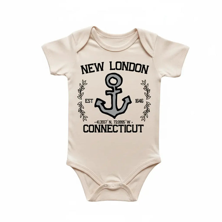 New London Connecticut - Baby Boy Girl Clothes Infant Bodysuit Funny Cute Newborn  Funny Cute Onesie® | North Fork Forager LLC