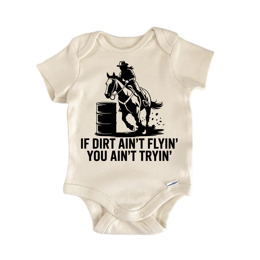 Barrel Race Racer Rodeo Horse Dirt - Baby Bodysuit  Funny Cute Onesie® | North Fork Forager LLC