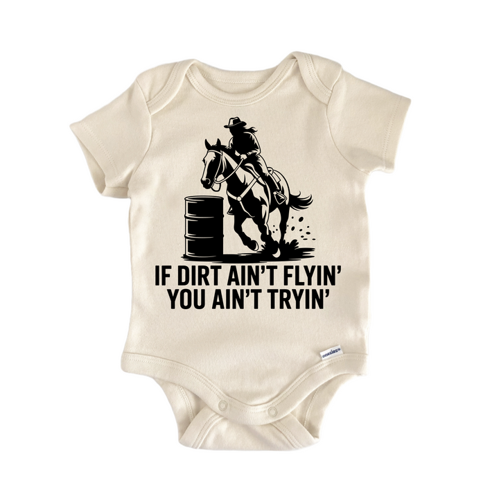 Barrel Race Racer Rodeo Horse Dirt - Baby Bodysuit  Funny Cute Onesie® | North Fork Forager LLC