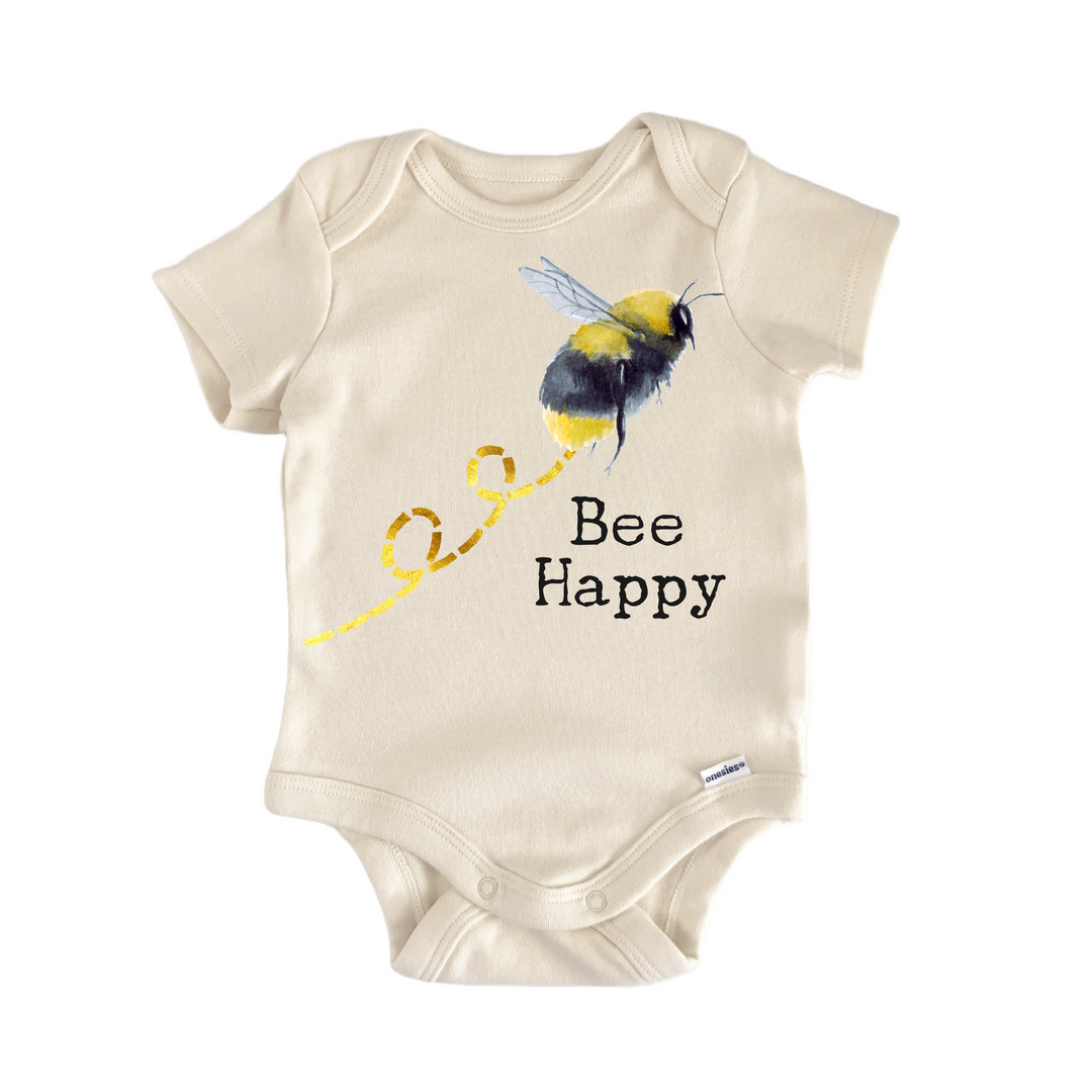 Bee Happy Honey Hive - Baby Bodysuit  Funny Cute Onesie® | North Fork Forager LLC