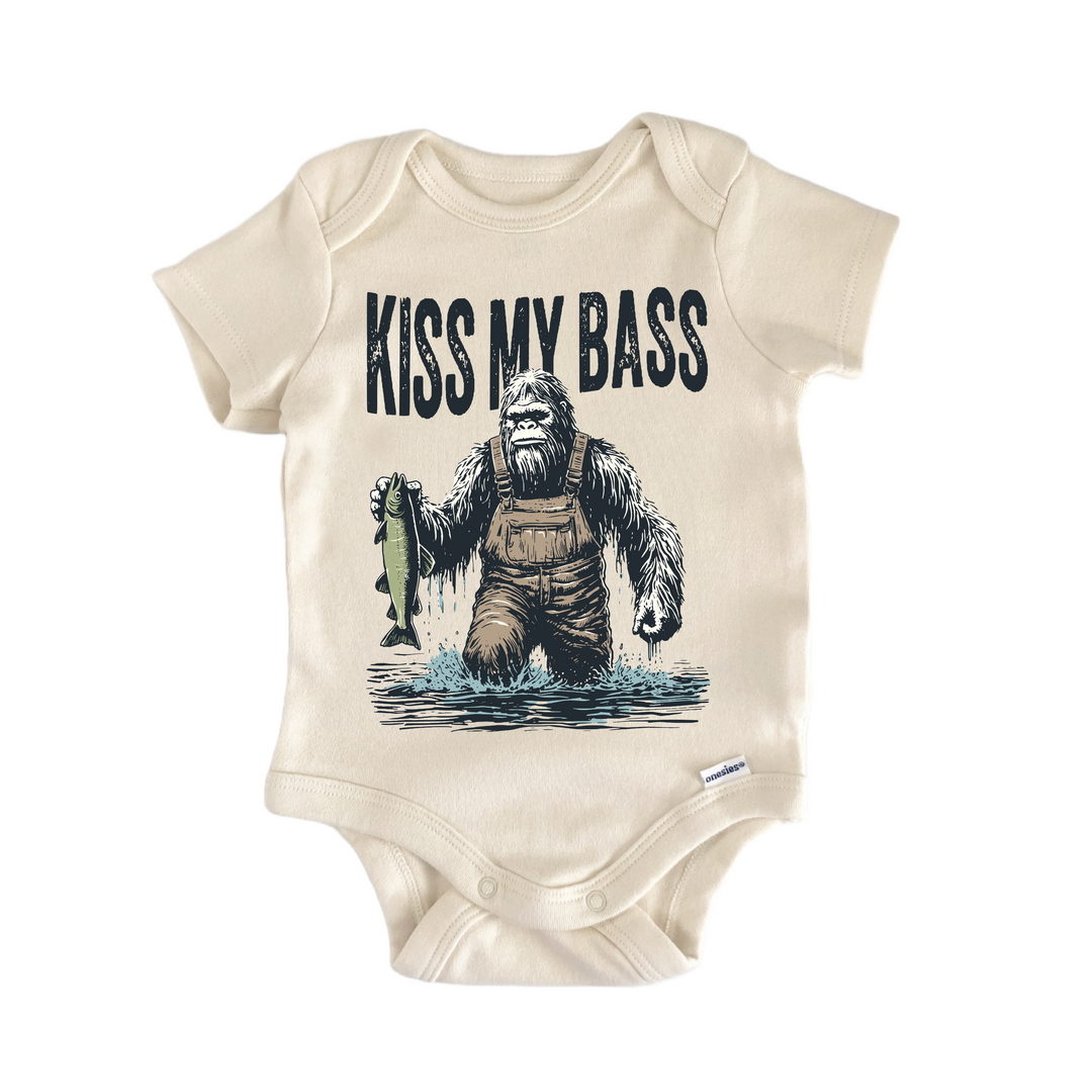 Big Foot Fishing Fish Bass - Baby Bodysuit  Funny Cute Onesie® | North Fork Forager LLC