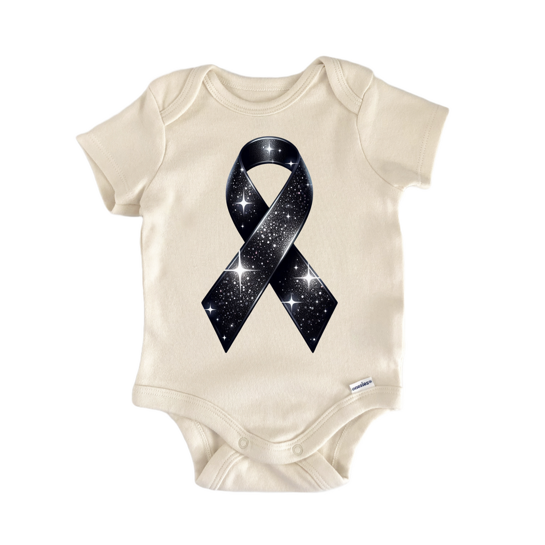 Black Ribbon Awareness - Baby Bodysuit  Funny Cute Onesie® | North Fork Forager LLC