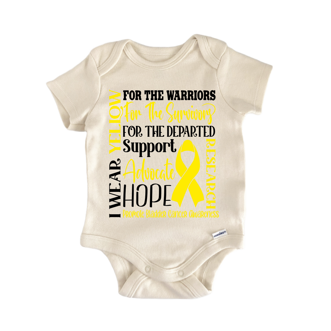 Bladder Cancer Awareness Yellow Ribbon - Baby Bodysuit  Funny Cute Onesie® | North Fork Forager LLC