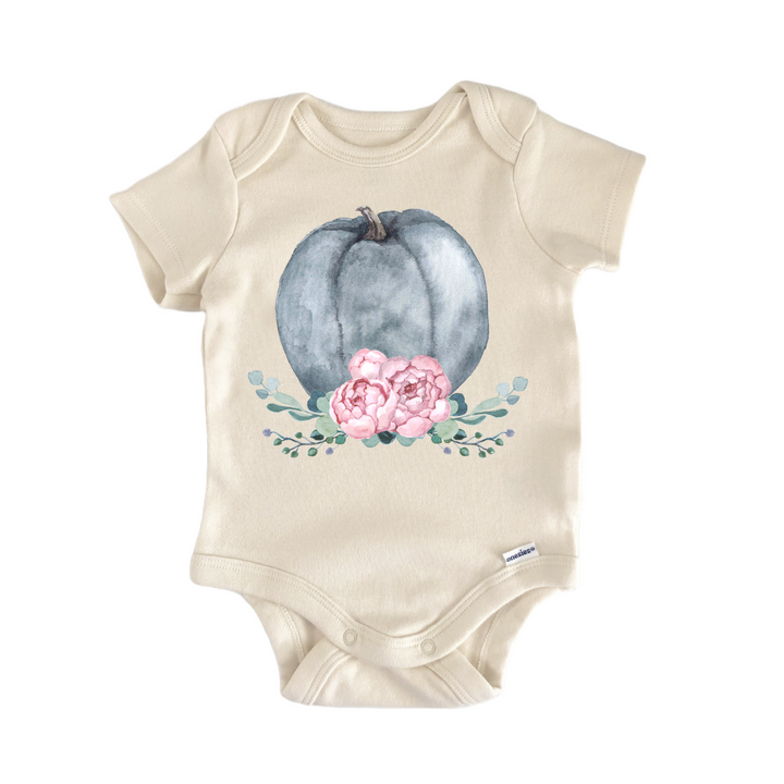 Blue Pumpkin Fall Floral - Baby Bodysuit  Funny Cute Onesie® | North Fork Forager LLC