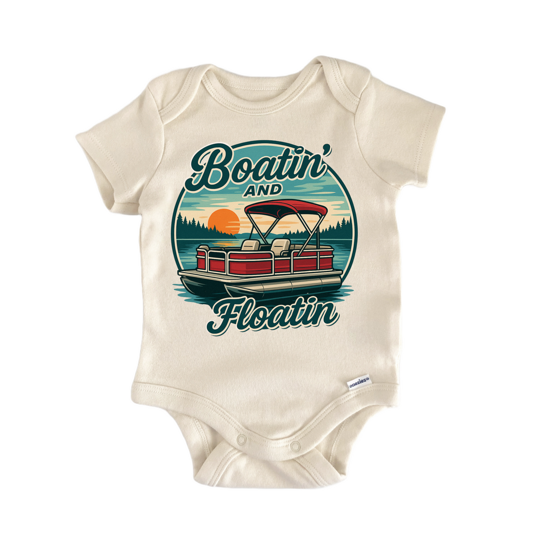 Boat Lake Pontoon Lakehouse - Baby Bodysuit  Funny Cute Onesie® | North Fork Forager LLC