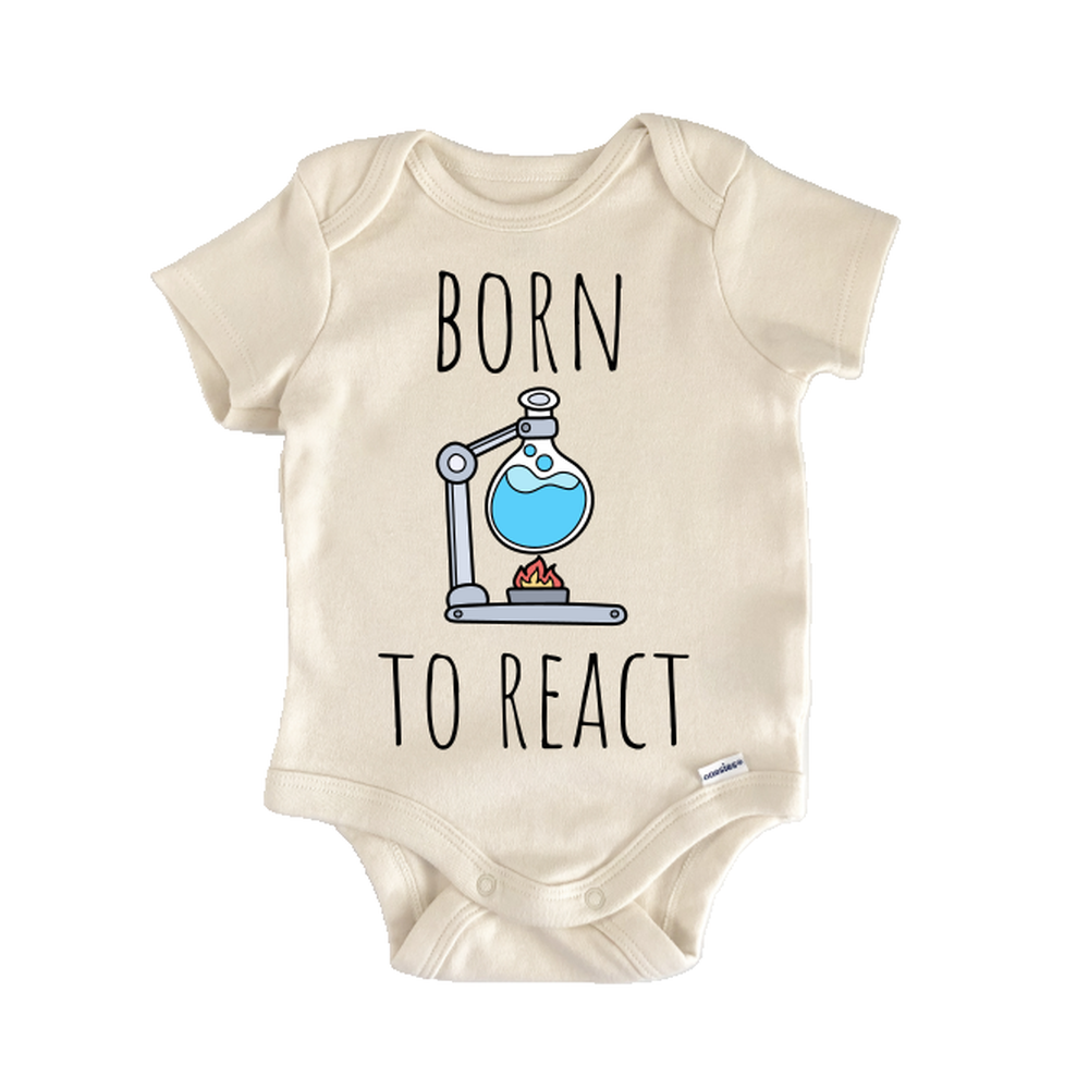 Born To React Chemistry Flask - Baby Bodysuit  Funny Cute Onesie® | North Fork Forager LLC