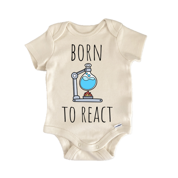 Born To React Chemistry Flask - Baby Bodysuit  Funny Cute Onesie® | North Fork Forager LLC