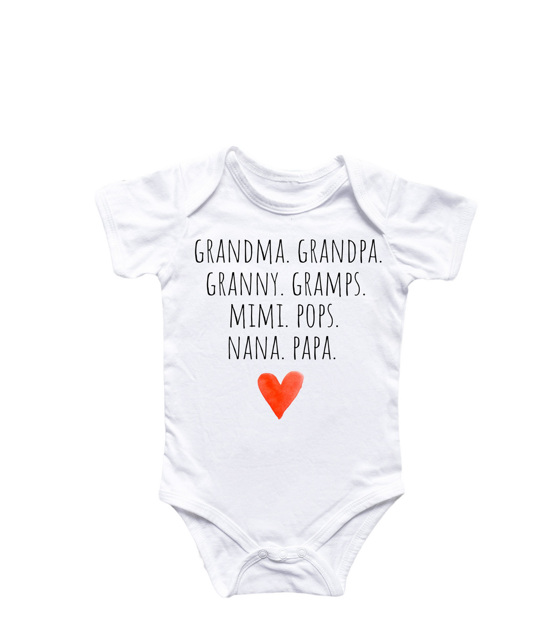 a white bodysuit with a red heart on it