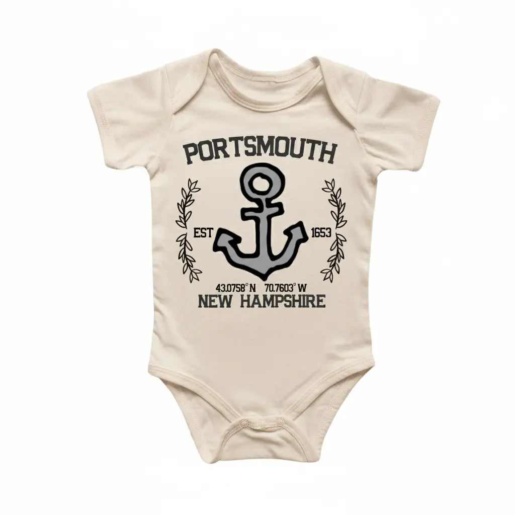 Portsmouth New Hampshire - Baby Boy Girl Clothes Infant Bodysuit Funny Cute Newborn  Funny Cute Onesie® | North Fork Forager LLC
