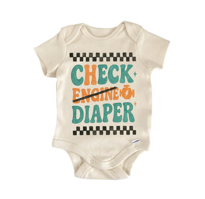 Check Engine Diaper Mechanic Newborn Baby Bodysuit