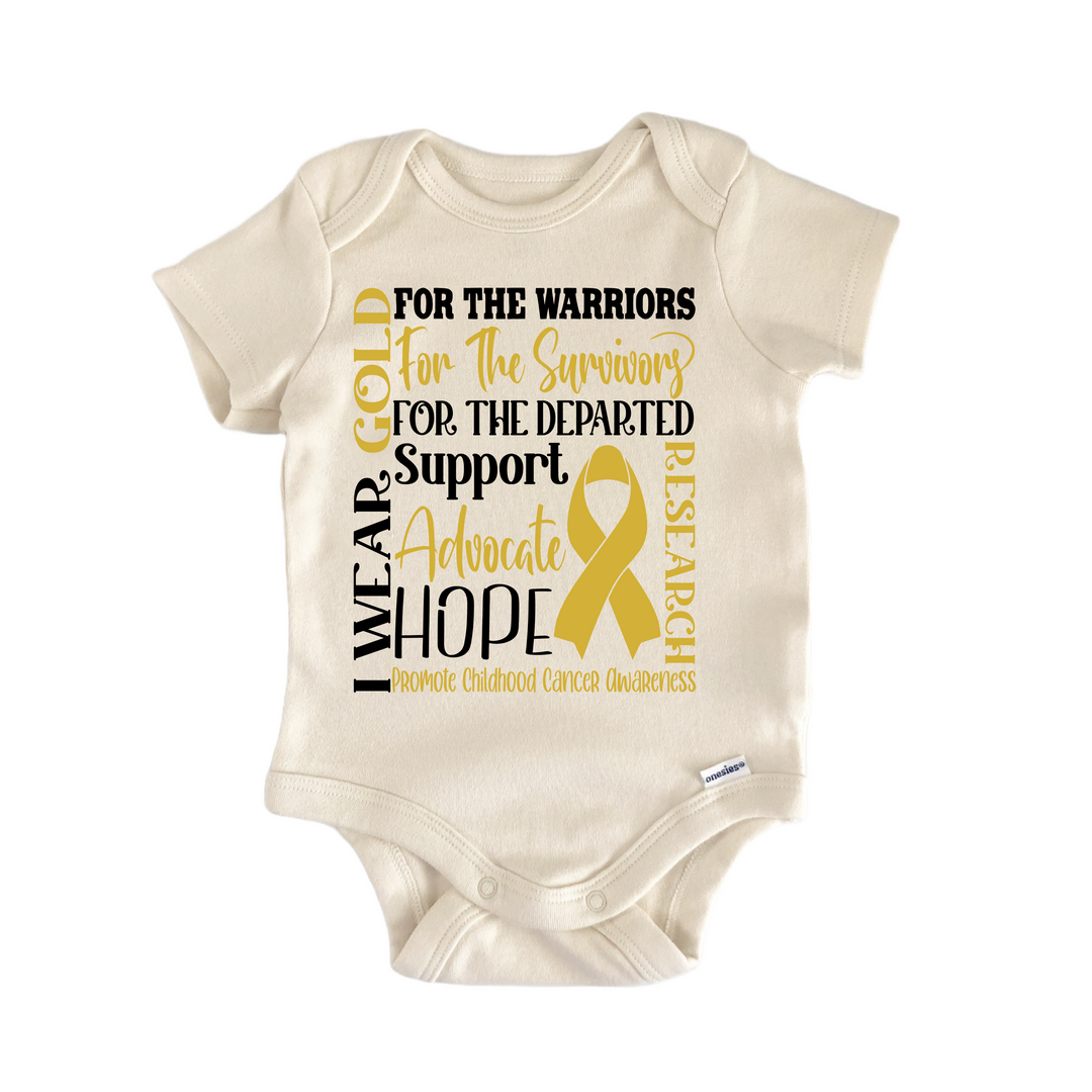 Childhood Cancer Awareness Gold Ribbon - Baby Bodysuit  Funny Cute Onesie® | North Fork Forager LLC