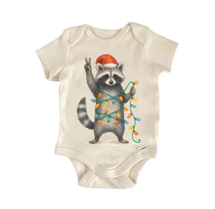 Christmas Racoon Feral Newborn Baby Bodysuit