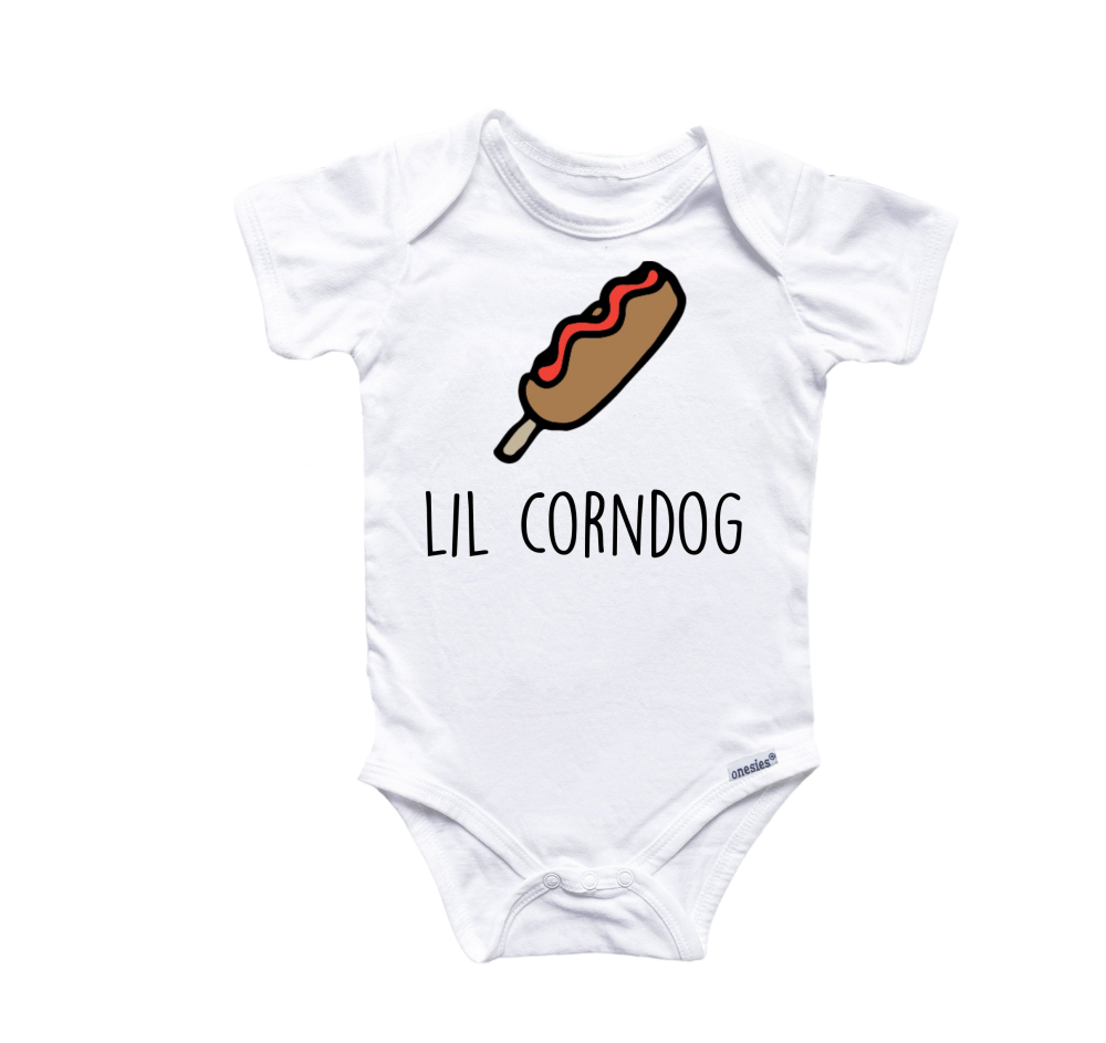 a white bodysuit with a hot dog on it