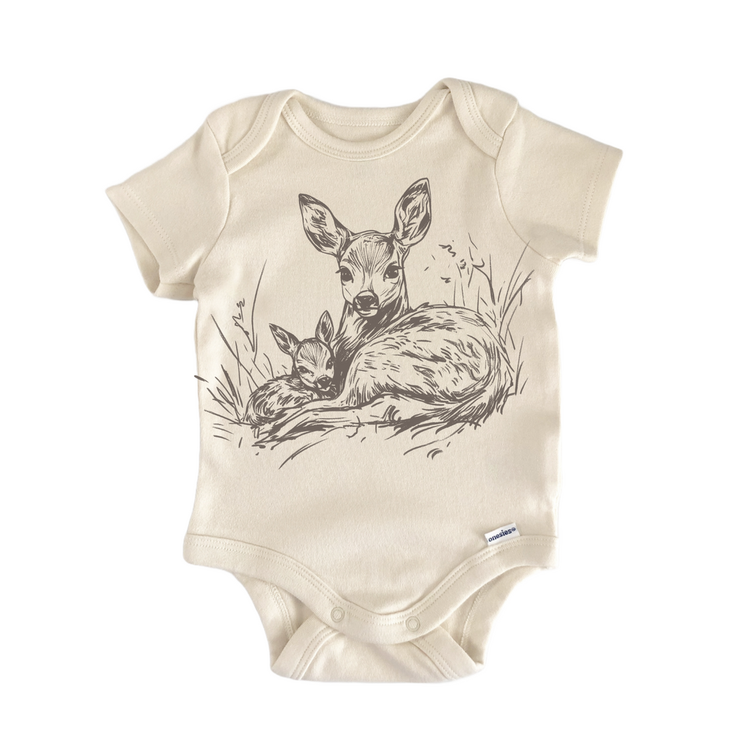 Cottagecore Deer Boho Retro - Baby Bodysuit  Funny Cute Onesie® | North Fork Forager LLC