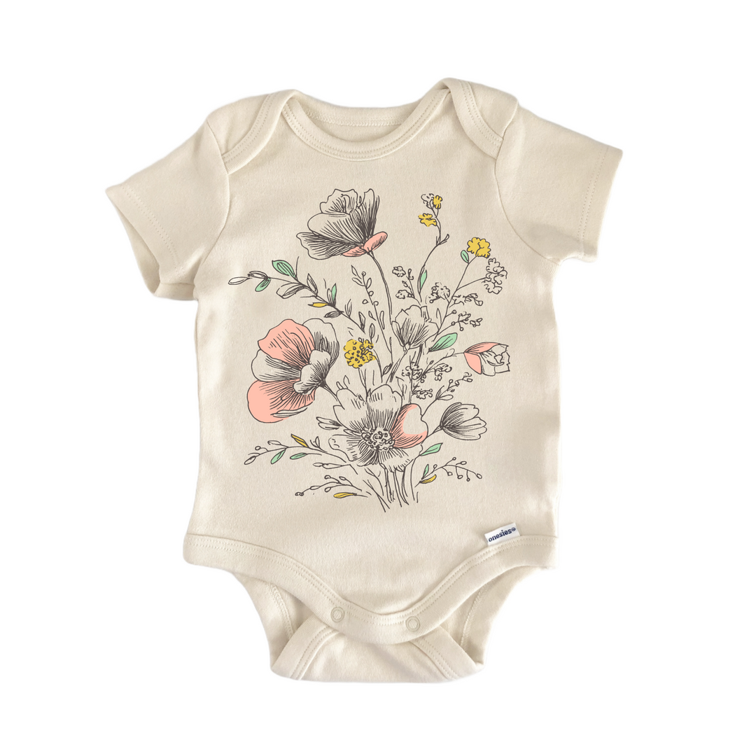 Cottagecore Floral Flower Boho - Baby Bodysuit  Funny Cute Onesie® | North Fork Forager LLC