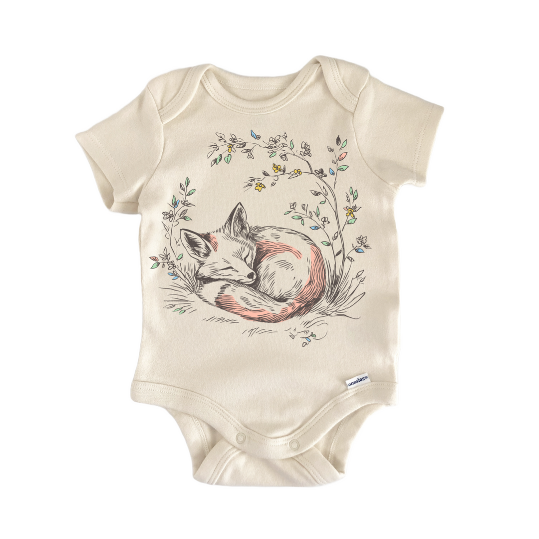 Cottagecore Fox Floral - Baby Bodysuit  Funny Cute Onesie® | North Fork Forager LLC