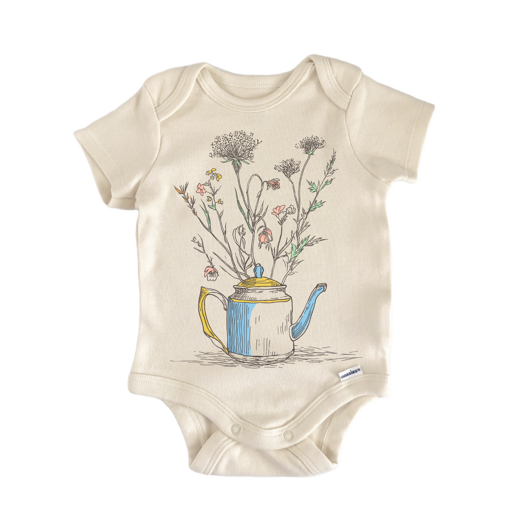 Cottagecore Gardener Floral - Baby Bodysuit  Funny Cute Onesie® | North Fork Forager LLC