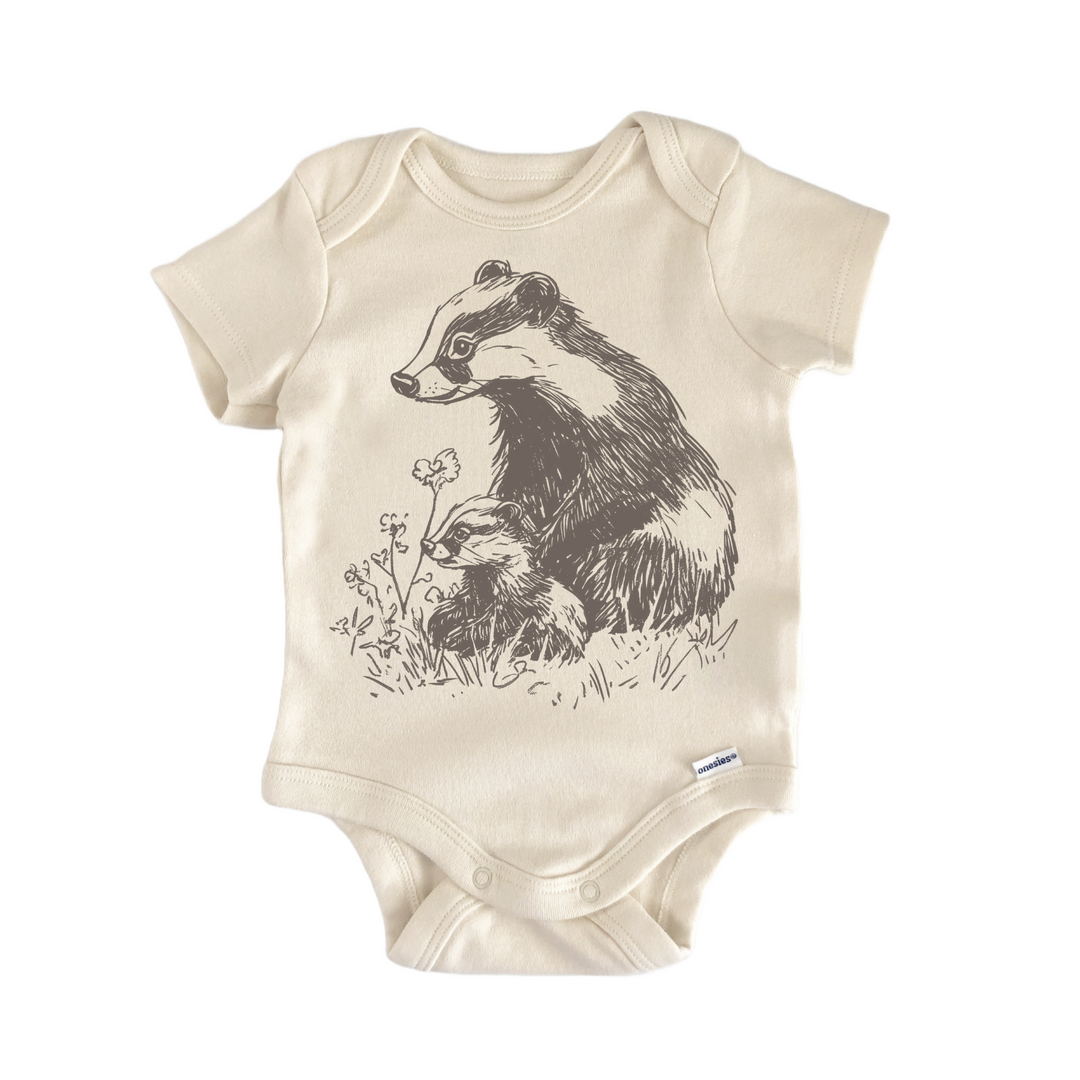 Cottagecore Honey Badger Boho - Baby Bodysuit  Funny Cute Onesie® | North Fork Forager LLC