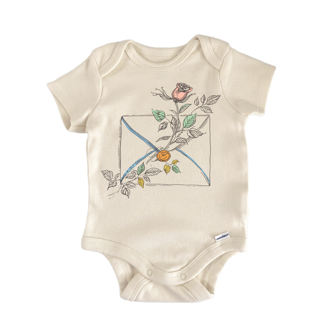 Cottagecore Mail Letter Floral - Baby Bodysuit  Funny Cute Onesie® | North Fork Forager LLC