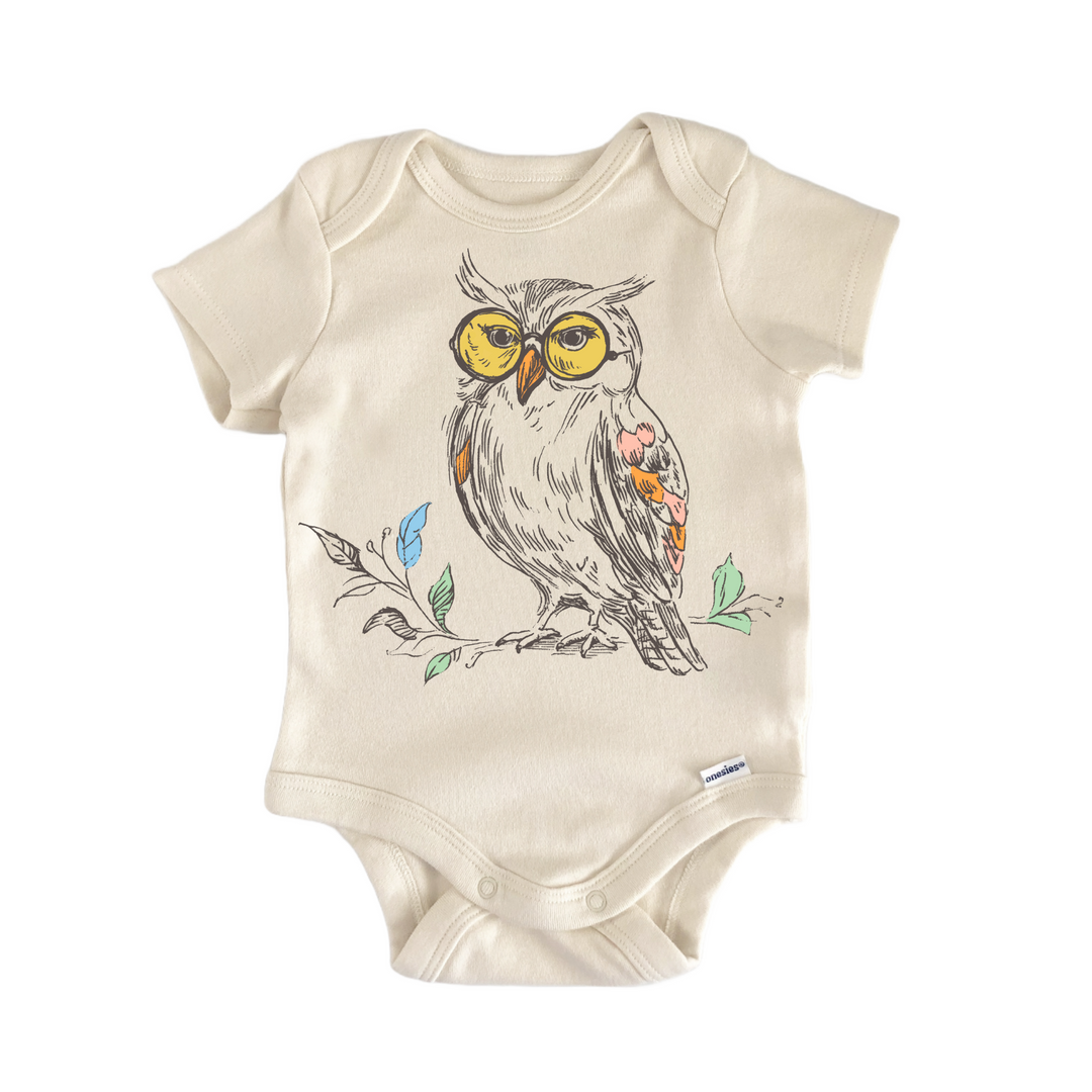Cottagecore Owl Floral - Baby Bodysuit  Funny Cute Onesie® | North Fork Forager LLC