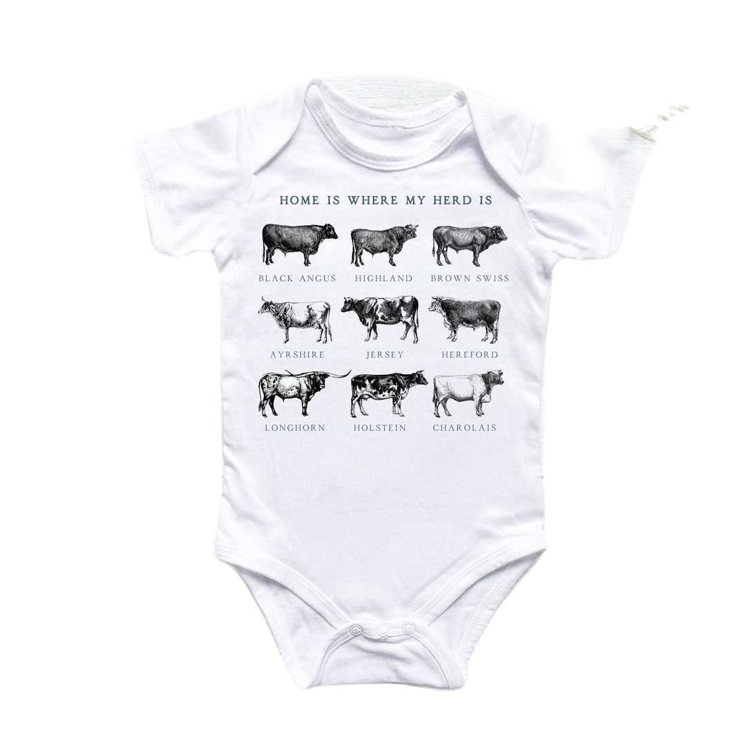 Cow Farm Types - Baby Boy Girl Clothes Infant Bodysuit Funny Cute Newborn Onesie