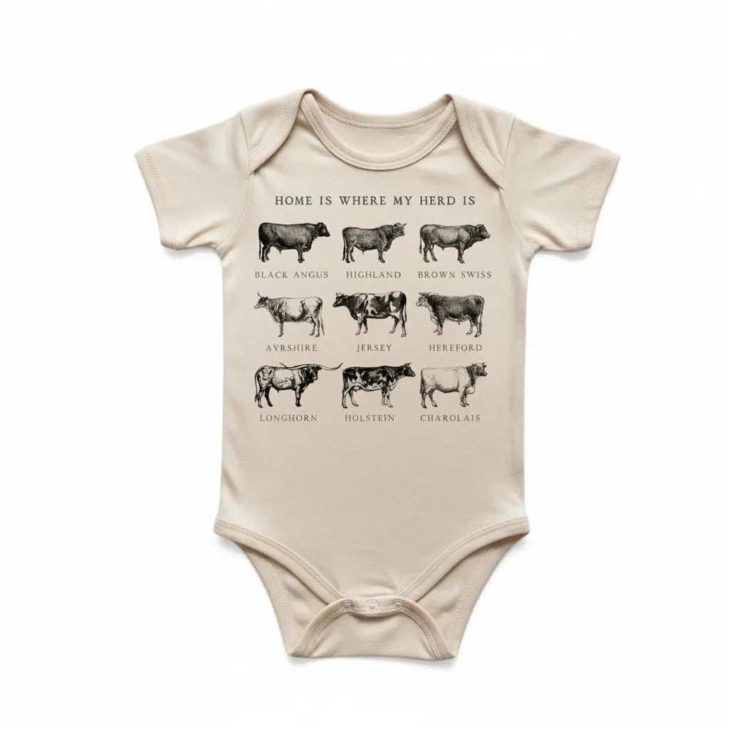 Cow Farm Types - Baby Boy Girl Clothes Infant Bodysuit Funny Cute Newborn  Funny Cute Onesie® | North Fork Forager LLC
