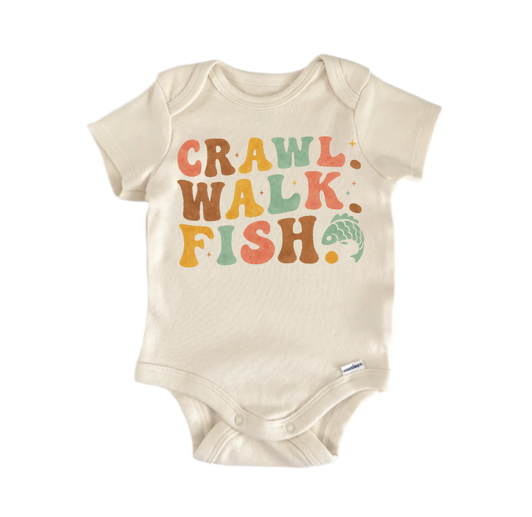 Crawl Walk Fish Boho Fishing Newborn Baby Onesie® Bodysuit