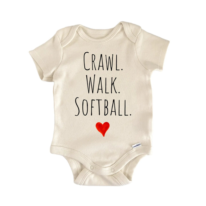 Crawl Walk Softball Newborn Baby Bodysuit