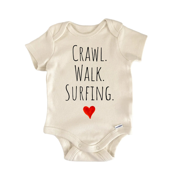 Crawl Walk Surfing Newborn Baby Bodysuit