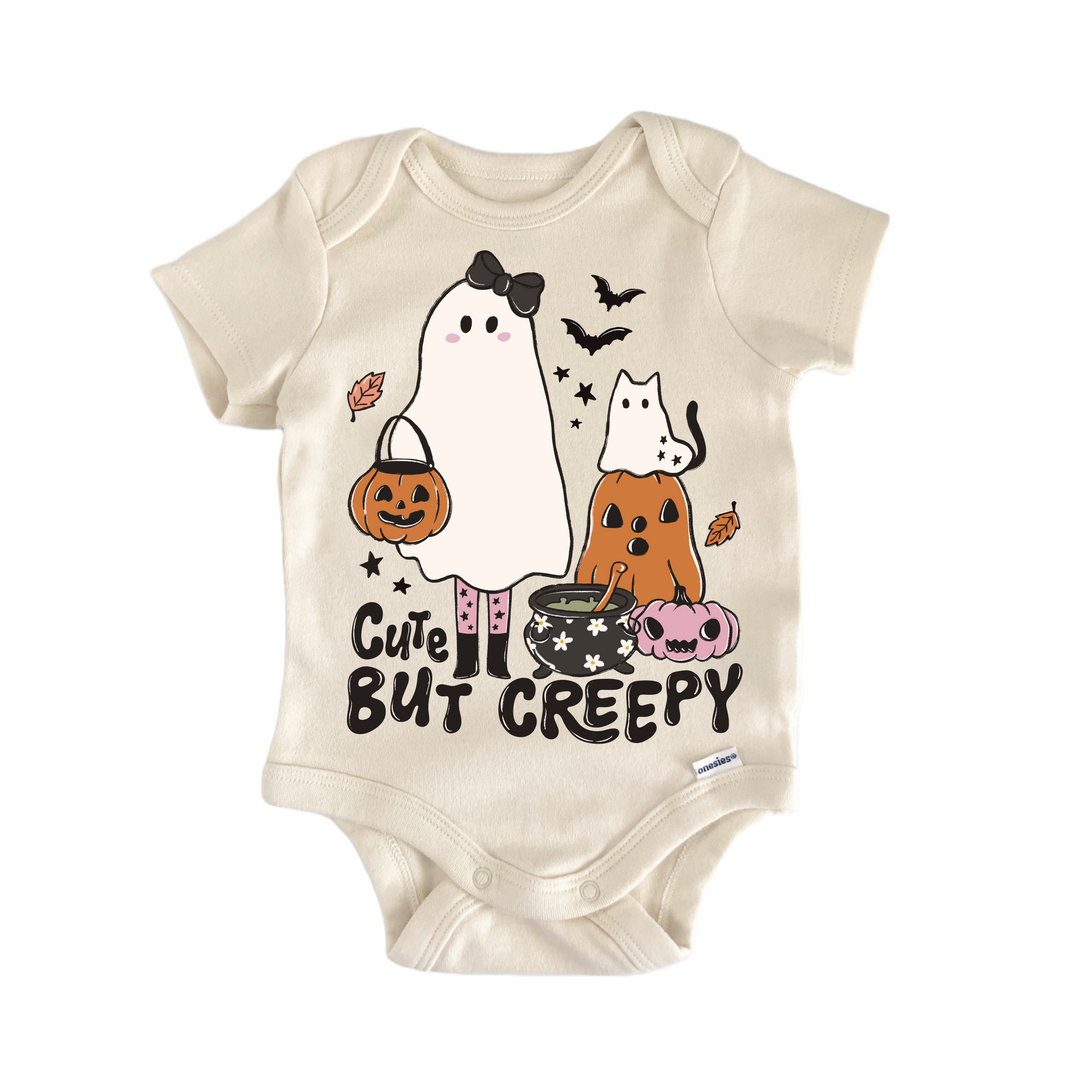 Creepy Ghost Cat Halloween - Baby Bodysuit  Funny Cute Onesie® | North Fork Forager LLC