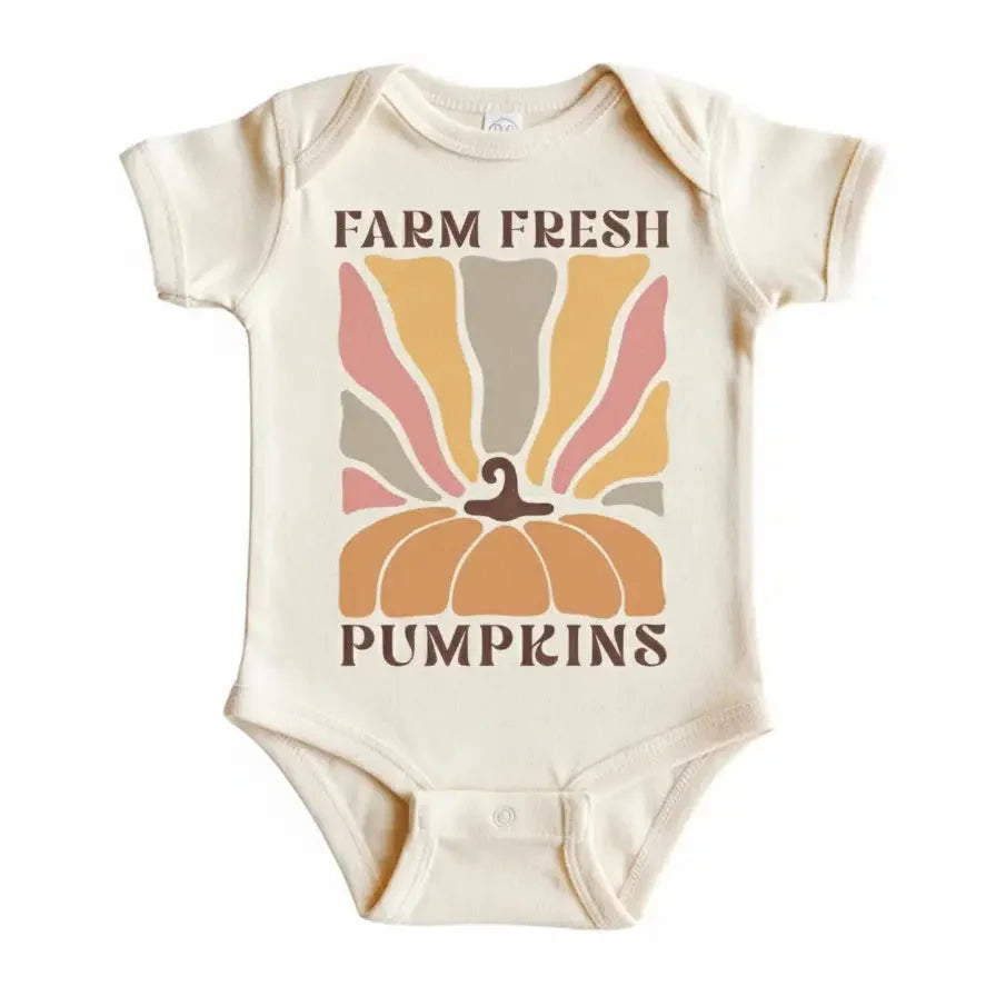 Farm Pumpkin Retro Fall - Baby Boy Girl Clothes Infant Bodysuit Funny Cute Newborn  Funny Cute Onesie® | North Fork Forager LLC