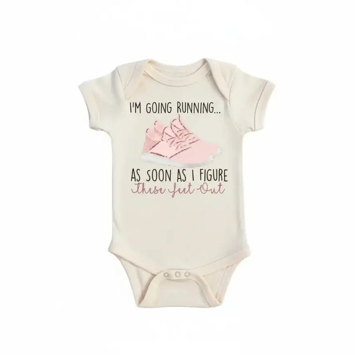 Running  - Baby Boy Girl Clothes Infant Onesie® Funny Cute Newborn 1A GS1  Funny Cute Onesie® | North Fork Forager LLC
