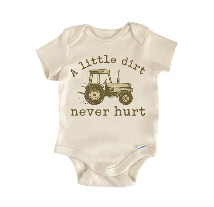 Dirt Farming Farmer Tractor Newborn Baby Bodysuit