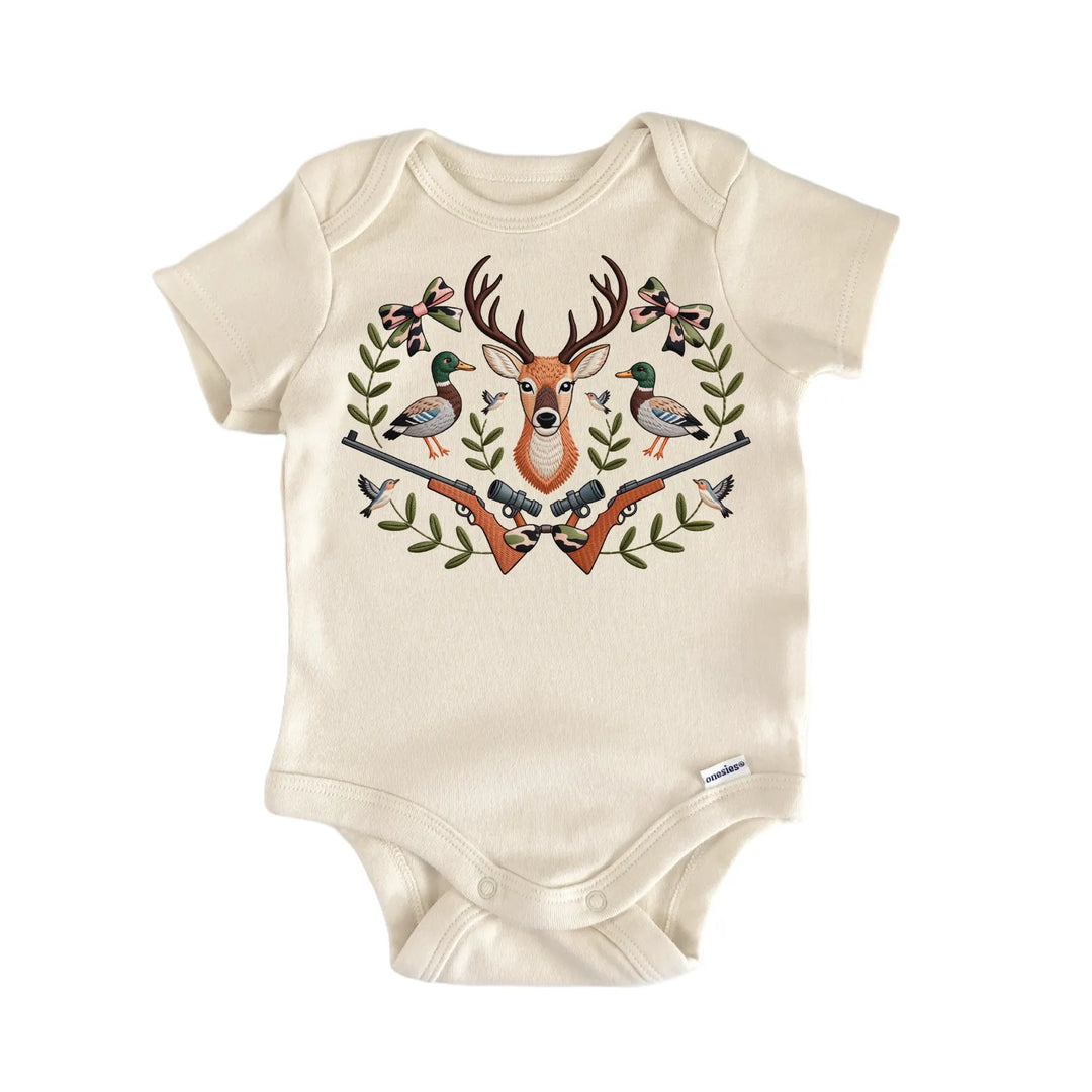 Duck Deer Hunting Wreath Newborn Baby Bodysuit