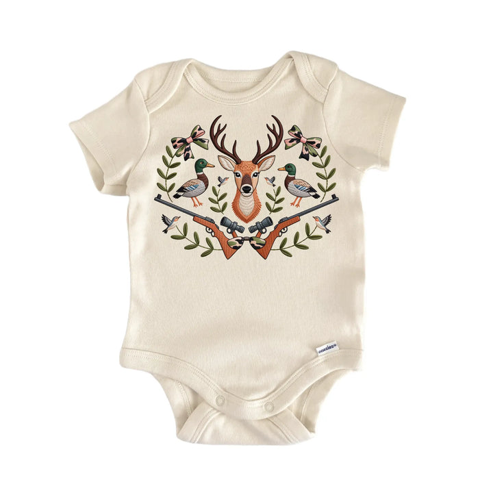 Duck Deer Hunting Wreath Newborn Baby Bodysuit