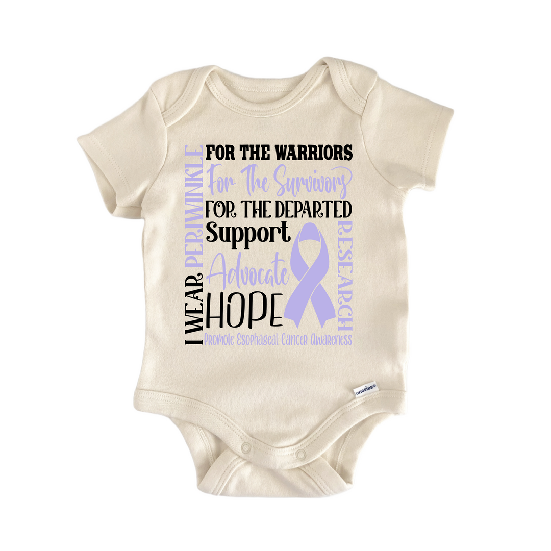 Esophageal Cancer Awareness Periwinkle Ribbon - Baby Bodysuit  Funny Cute Onesie® | North Fork Forager LLC