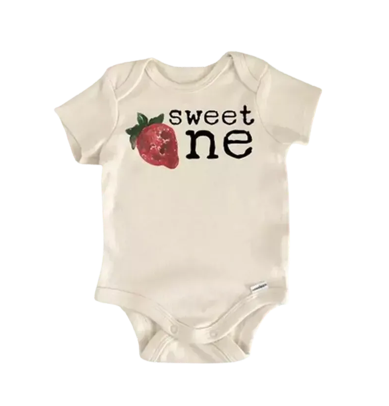 First Birthday Strawberry Fruit - Baby Boy Girl Clothes Infant Bodysuit Funny Cute  Funny Cute Onesie® | North Fork Forager LLC