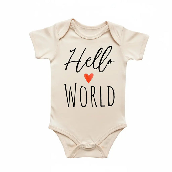 Hello World Heart - Baby Boy Girl Clothes Infant Bodysuit Funny Cute Newborn  Funny Cute Onesie® | North Fork Forager LLC
