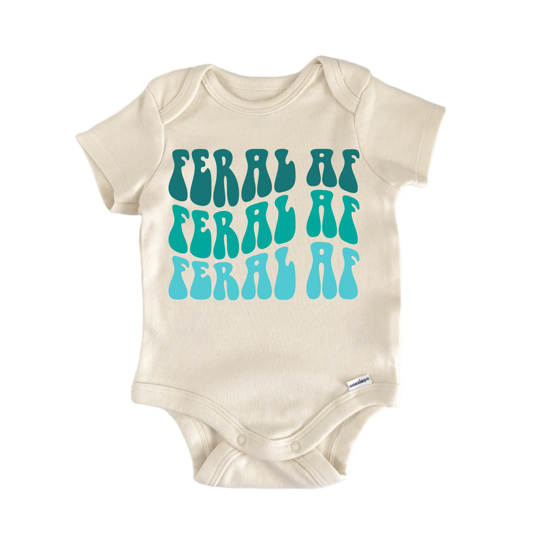 Feral Af Racoon Blue Groovy - Baby Bodysuit  Funny Cute Onesie® | North Fork Forager LLC