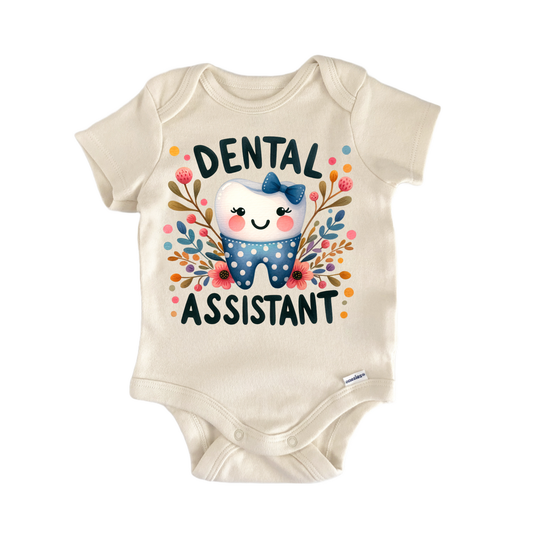 Floral Dental Assistant Dentist Hygenist - Baby Bodysuit  Funny Cute Onesie® | North Fork Forager LLC