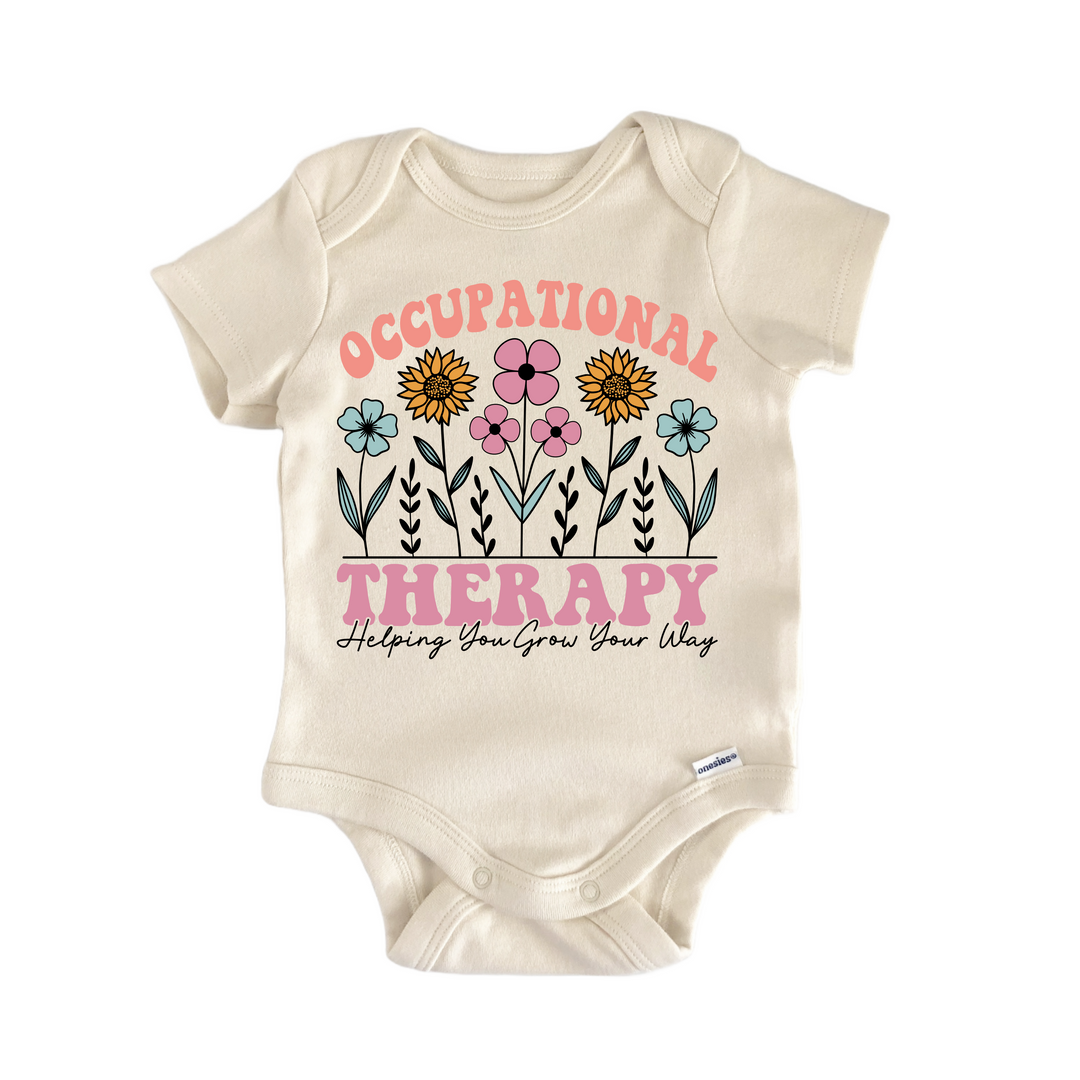 Floral Occupational Therapy Grow - Baby Bodysuit  Funny Cute Onesie® | North Fork Forager LLC