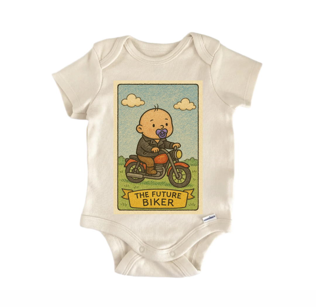 Future Biker Motorcycle - Baby Bodysuit  Funny Cute Onesie® | North Fork Forager LLC